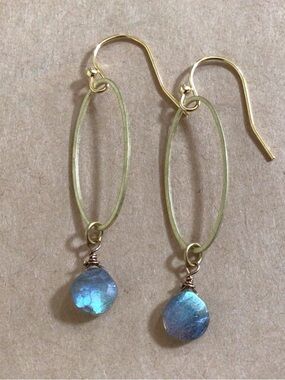 Natural Flashy Labradorite Sundance Charm Earrings 18k gold Plated